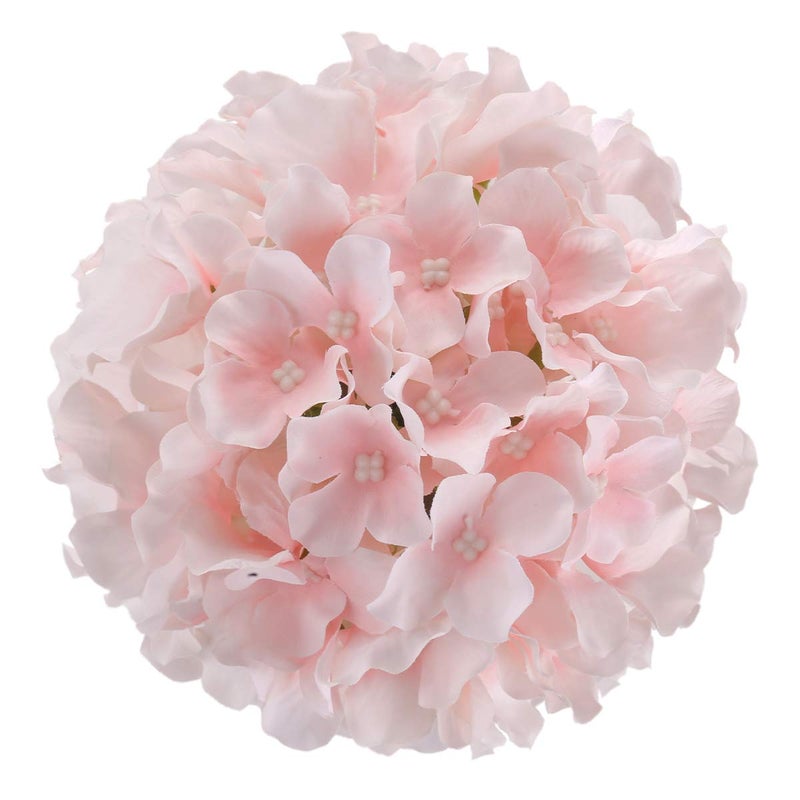 Flojery Silk Hydrangea Heads Artificial Flowers Heads with Stems for Home Wedding Decor Pack of 10 (Baby Pink) - Image 2